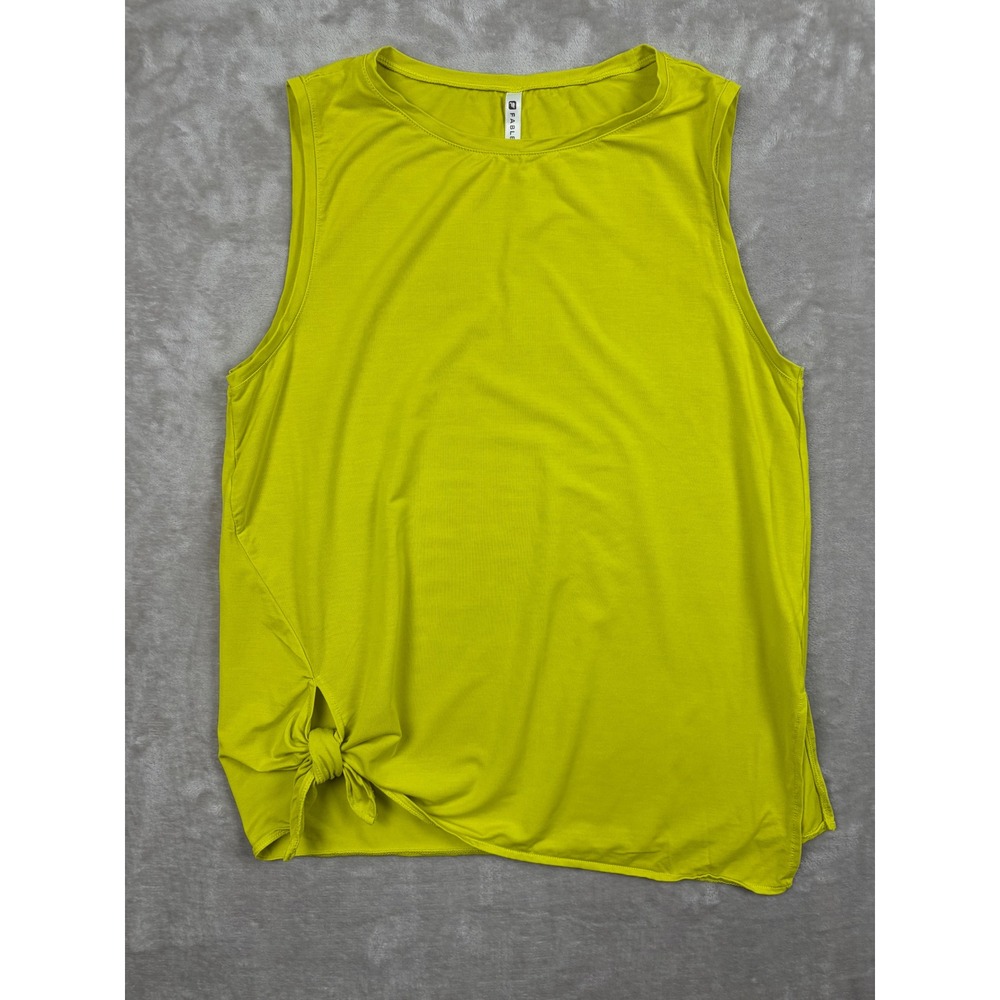 Fabletics Martha Tunic Tank Top S Neon Green Side Tie Asymmetrical Activewear - Picture 2 of 9